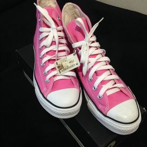 Converse high top pink/white